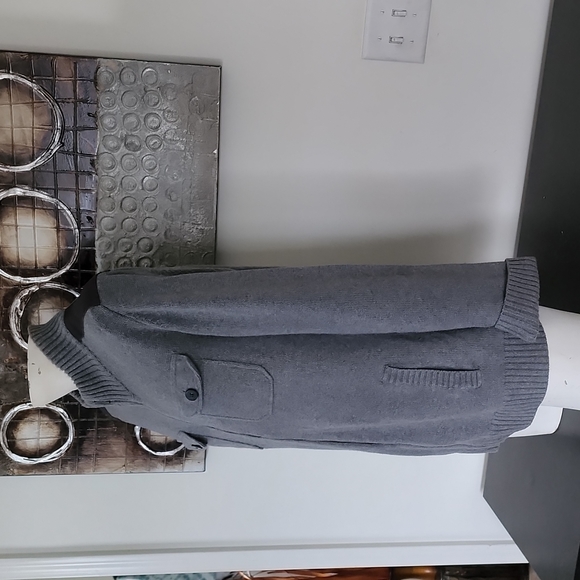 Men's Apt 9 Full Front Zipper Cardigan / Black Shoulder Patches Size L - Picture 7 of 9